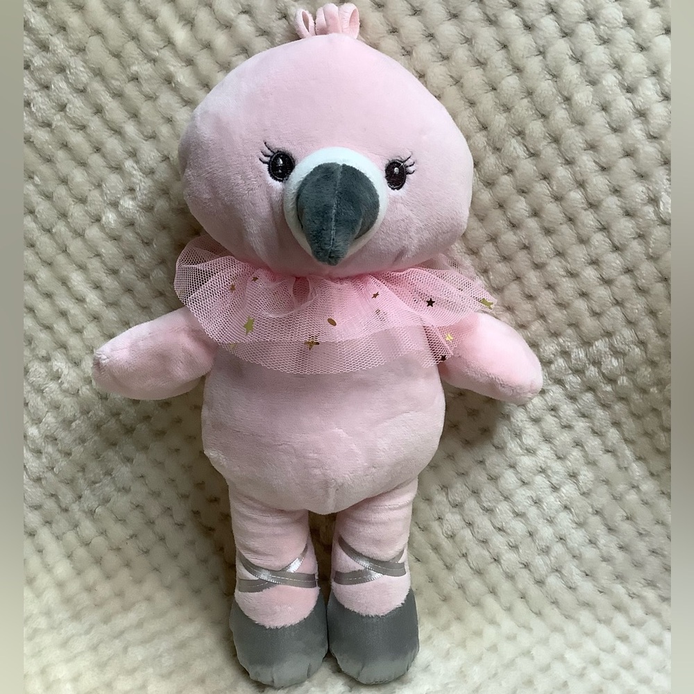 Bloomin Baby Pink Plush Flamingo Ballerina Stuffed Animal Toy Embroidered Eyes
